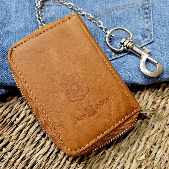 Brown Leather Wallet with Chain - Picture 9 of 13